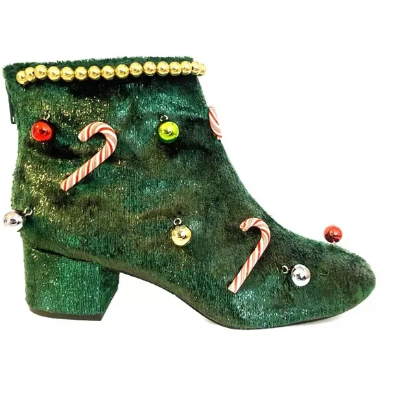 Katy Perry Caine Green Christmas Holiday Boots Shoes Candy Tree HTF